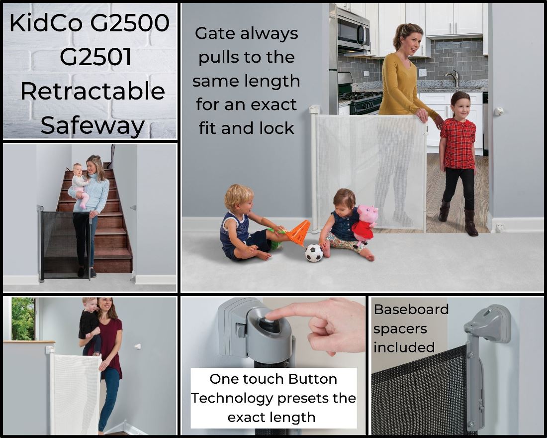 KidCo 33.5 in. H Wall Mounted Gate Retractable Safeway Wall Mounted